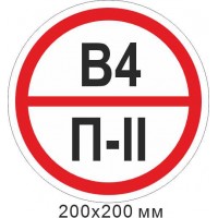 Пожарный знак 200х200 мм, знак категории помещения - В4 П